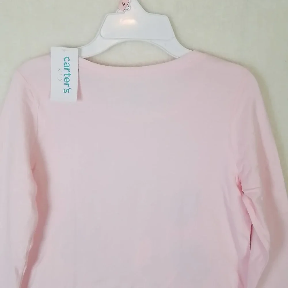 Carter's Kid Long Sleeve Cotton T-Shirt Girl's Size 10‎ Pink w/ Jungle Theme